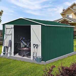 evedy 6' x 8' sheds & outdoor storage, metal storage sheds with double lockable doors for bike, garden shed tool outside storage cabinet for backyard, patio, lawn, flat