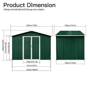 Evedy 6' x 8' Sheds & Outdoor Storage, Metal Storage Sheds with Double Lockable Doors for Bike, Garden Shed Tool Outside Storage Cabinet for Backyard, Patio, Lawn, Flat