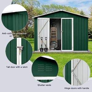 Evedy 6' x 8' Sheds & Outdoor Storage, Metal Storage Sheds with Double Lockable Doors for Bike, Garden Shed Tool Outside Storage Cabinet for Backyard, Patio, Lawn, Flat