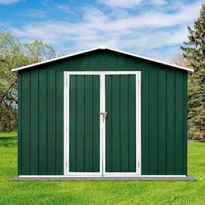 Evedy 6' x 8' Sheds & Outdoor Storage, Metal Storage Sheds with Double Lockable Doors for Bike, Garden Shed Tool Outside Storage Cabinet for Backyard, Patio, Lawn, Flat