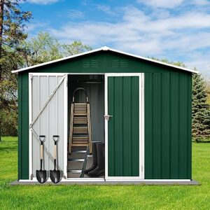 Evedy 6' x 8' Sheds & Outdoor Storage, Metal Storage Sheds with Double Lockable Doors for Bike, Garden Shed Tool Outside Storage Cabinet for Backyard, Patio, Lawn, Flat