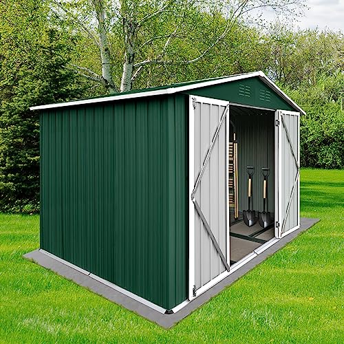 Evedy 6' x 8' Sheds & Outdoor Storage, Metal Storage Sheds with Double Lockable Doors for Bike, Garden Shed Tool Outside Storage Cabinet for Backyard, Patio, Lawn, Flat