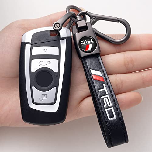 MIGUOER Genuine Leather Car Keychain for Toyota TRD Sequoia Tundra Tacoma 4Runner Trucks,Car Key Chain for Men and Woean Family Present Key Ring