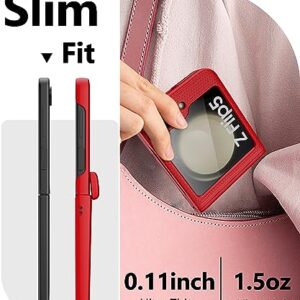 Vihibii for Samsung Galaxy Z Flip 5 Case with Hinge Protection & Back Screen Protector, Slim Fit Stylish Non-Slip Texture Shockproof Rugged Phone Cover Case for Samsung Galaxy Z Flip 5 5G 2023, Red