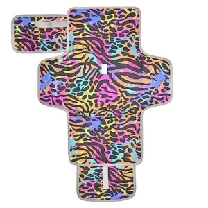 leopard portable baby changing pad diaper changing table pad waterproof travel changing station mat with built-in pillow for baby gifts stuff newborn