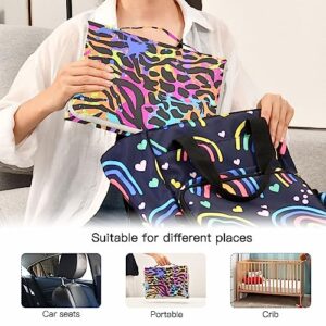 Leopard Portable Baby Changing Pad Diaper Changing Table Pad Waterproof Travel Changing Station Mat with Built-in Pillow for Baby Gifts Stuff Newborn