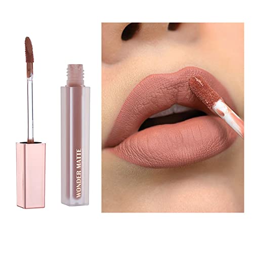 JDEFEG Rouge Lip Gloss 7Pcs Liquid Lipstick + 1Pcs Lip Plumper Makeup Set Kit Long Lasting Velvet Lip Gloss Set Pigmented Lip Makeup Sets For Girls And Women Lip Voltage Plumper(A)