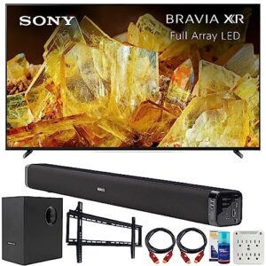 sony xr55x90l bravia xr 55" x90l 4k hdr full array led smart tv (2023 model) bundle with deco gear home theater soundbar with subwoofer, wall mount accessory kit, 6ft 4k hdmi 2.0 cables and more
