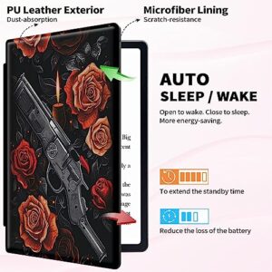 Case for Amazon Fire 7 (7 inch, 9th/7th/5th Generation, 2019/2017/2015 Release), 360 Degree Multi-Viewing Angles Adjustable Stand PU Leather Cover, Pistol Rose