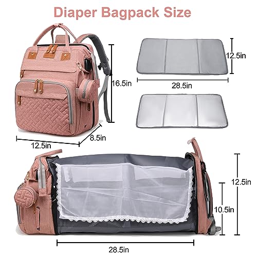 HuangDa Diaper Bag Backpack, Multifunction Baby Diaper Bags, Waterproof Baby Essentials Travel Bag for Baby Girl Boy, Large Capacity Mommy Bag with Changing pad & Stroller Straps & Pacifier Case