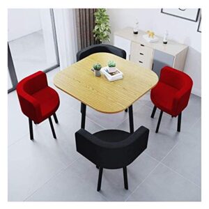 iwqhqxr office conference table, living room table and chair set nordic simple wooden round dining table home living room study bedroom display 1 table 4 chairs (color : brown) (color : red+black)
