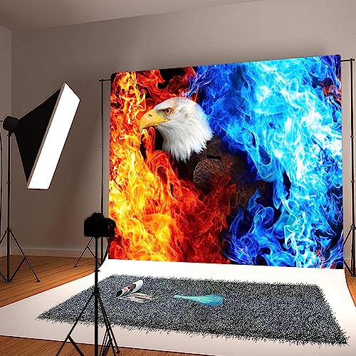 EMTOBT 10x7ft America Eagle Backdrop Ice Fire Mix Background Artistic Blue Water Red Flame Vinyl for Selfie Birthday Party Decor Newborn Baby Shower Banner BJHJEM0061