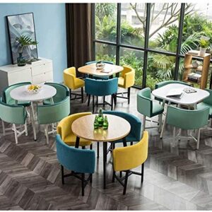 IWQHQXR Office Conference Table, Simple Leisure Table and Chair Set 4 Modern Home Kitchen Creative Living Room Display Dining Table Balcony Cafe Hotel Corridor (Color : Khaki) (Color : Yellow+Blue)