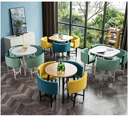 IWQHQXR Office Conference Table, Simple Leisure Table and Chair Set 4 Modern Home Kitchen Creative Living Room Display Dining Table Balcony Cafe Hotel Corridor (Color : Khaki) (Color : Yellow+Blue)