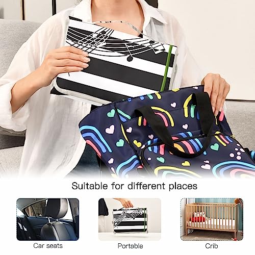 Daisies Portable Baby Changing Pad Travel Diaper Changing Table Mat Foldable Waterproof Changing Station with Built-in Pillow for Unisex Baby Gifts Newborn