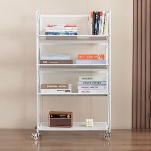 TAUODUYY Aluminum Alloy Bookshelf, Removable Multi-Layer Shelves, Large Capacity Baby Picture Book Shelf, Bedroom White Hollow Magazine/Book Storage Rack (Color : 2 Layers)