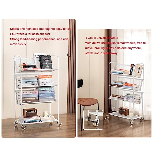 TAUODUYY Aluminum Alloy Bookshelf, Removable Multi-Layer Shelves, Large Capacity Baby Picture Book Shelf, Bedroom White Hollow Magazine/Book Storage Rack (Color : 2 Layers)