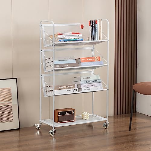TAUODUYY Aluminum Alloy Bookshelf, Removable Multi-Layer Shelves, Large Capacity Baby Picture Book Shelf, Bedroom White Hollow Magazine/Book Storage Rack (Color : 2 Layers)