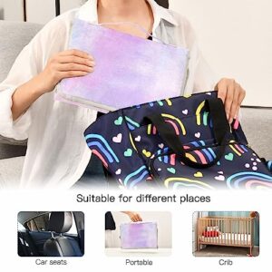 Colorful Tie Dye Portable Baby Changing Pad Travel Diaper Changing Pad Foldable Waterproof Changing Station with Built-in Pillow for Baby Newborn Essentials