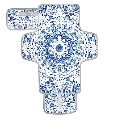 Mandala Blue Portable Baby Changing Pad Diaper Changing Table Pad Foldable Travel Changing Station with Built-in Pillow for Baby Newborn Gifts Essentials