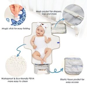 Mandala Blue Portable Baby Changing Pad Diaper Changing Table Pad Foldable Travel Changing Station with Built-in Pillow for Baby Newborn Gifts Essentials