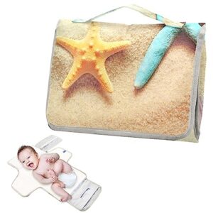 Sea Shells Portable Baby Changing Pad Diaper Changing Table Pad Foldable Travel Changing Station with Built-in Pillow for Newborn Essentials Baby