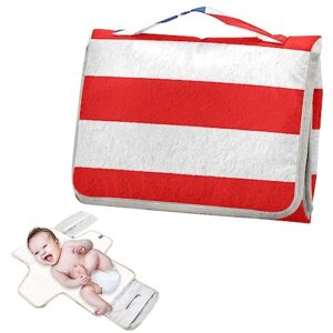 America Flag Portable Baby Changing Pad Travel Diaper Changing Table Mat Foldable Waterproof Changing Station with Built-in Pillow for Girls Boys Newborn Essentials