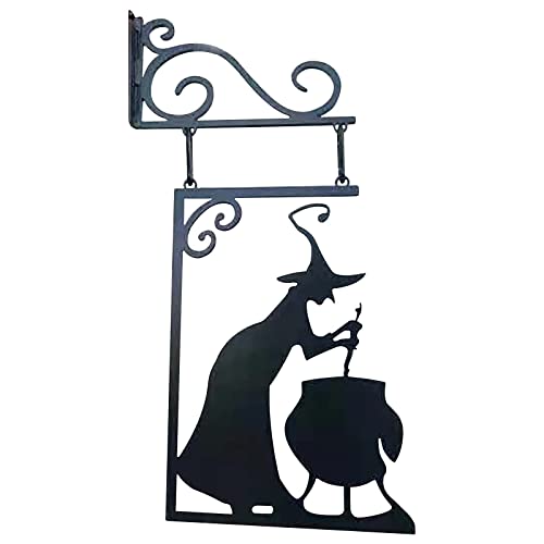 Halloween Decor Metal Vintage Witch Shape Cast Iron Craft Ornament Garden Corner Sign Mysterious Witch Statue Witch Decorative Doorframe Home Holiday Decoration