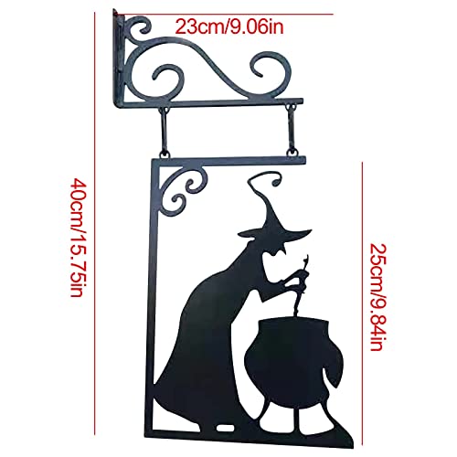 Halloween Decor Metal Vintage Witch Shape Cast Iron Craft Ornament Garden Corner Sign Mysterious Witch Statue Witch Decorative Doorframe Home Holiday Decoration