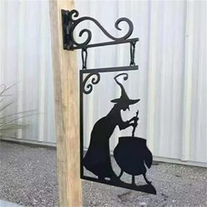 Halloween Decor Metal Vintage Witch Shape Cast Iron Craft Ornament Garden Corner Sign Mysterious Witch Statue Witch Decorative Doorframe Home Holiday Decoration