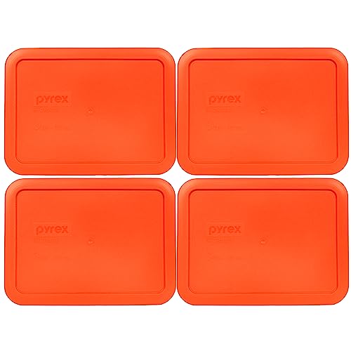 Pyrex 7210-PC 3-Cup Pumpkin Orange Replacement Storage Lid - 4-Pack