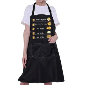 cmnim funny cooking apron for women men kitchen aprons with pockets chef apron cooking lover gift for potato lover waterproof apron (potato cooking apron)