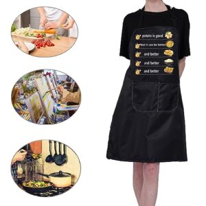 CMNIM Funny Cooking Apron for Women Men Kitchen Aprons with Pockets Chef Apron Cooking Lover Gift for Potato Lover Waterproof Apron (Potato Cooking Apron)