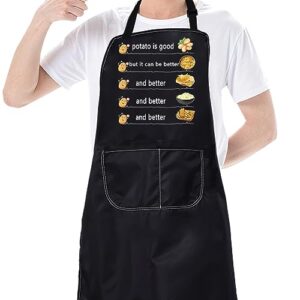 CMNIM Funny Cooking Apron for Women Men Kitchen Aprons with Pockets Chef Apron Cooking Lover Gift for Potato Lover Waterproof Apron (Potato Cooking Apron)