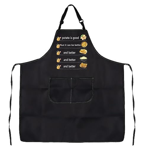 CMNIM Funny Cooking Apron for Women Men Kitchen Aprons with Pockets Chef Apron Cooking Lover Gift for Potato Lover Waterproof Apron (Potato Cooking Apron)