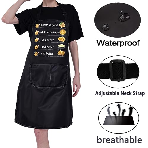 CMNIM Funny Cooking Apron for Women Men Kitchen Aprons with Pockets Chef Apron Cooking Lover Gift for Potato Lover Waterproof Apron (Potato Cooking Apron)