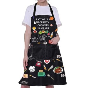 cmnim funny cooking aprons for women men kitchen aprons with pockets chef apron waterproof master chef apron cooking lover gifts (cooking is an art)