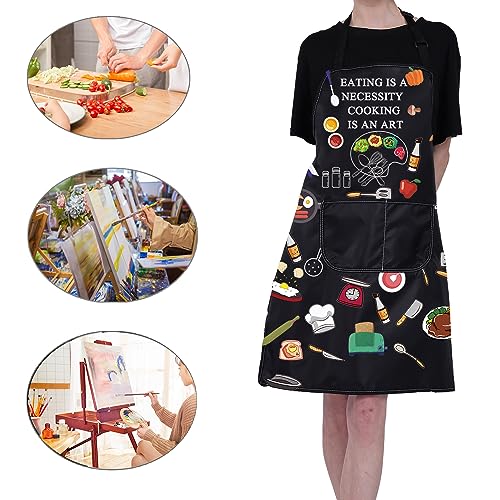 CMNIM Funny Cooking Aprons for Women Men Kitchen Aprons with Pockets Chef Apron Waterproof Master Chef Apron Cooking Lover Gifts (cooking is an art)