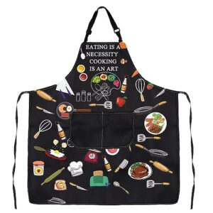 CMNIM Funny Cooking Aprons for Women Men Kitchen Aprons with Pockets Chef Apron Waterproof Master Chef Apron Cooking Lover Gifts (cooking is an art)