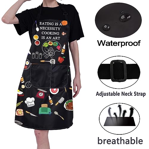 CMNIM Funny Cooking Aprons for Women Men Kitchen Aprons with Pockets Chef Apron Waterproof Master Chef Apron Cooking Lover Gifts (cooking is an art)