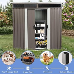 Jaxenor 6ft x 5ft Weatherproof Outdoor Metal Storage Shed with Transparent Plate Grey