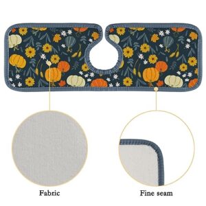 Absorbent Kitchen Faucet Mat 2 Pieces Thanksgiving Pumpkins Sunflower Faucet Sink Splash Catcher Bathroom Counter Drip Catcher,Splash Guard Water Stains Preventer