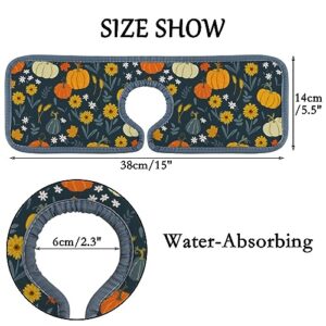 Absorbent Kitchen Faucet Mat 2 Pieces Thanksgiving Pumpkins Sunflower Faucet Sink Splash Catcher Bathroom Counter Drip Catcher,Splash Guard Water Stains Preventer