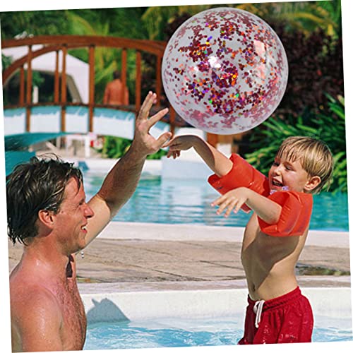 SAFIGLE 8 pcs Floating Beach Glitter Kids Color Gifts Toys Play Pool for Confetti Kid Fun Floatable Hawaii Favor Air Balls Bouncy Party Water Beachballs with Playing and Pump Sand Sequin