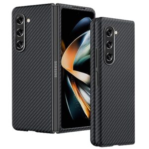 for samsung galaxy z fold 5 carbon fiber case 7.6" 5g, slim and thin aramid protective cover 0.03in 0.4oz, lightweight, anti-scratch protector, supports wireless charging, black