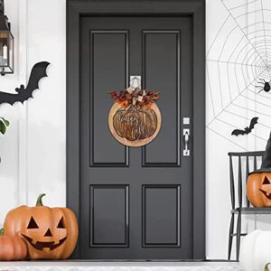 Halloween Welcome Hanging Door Sign Wreath Decoration Truck Doorplate Halloween Goods Pumpkin Autumn Stolen Home Home Decor (As show, One Size)