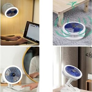 UBEFANS Table Fan, Rechargeable Battery Powered Desk Fan, 90° Multifunctional Foldable Ultra Quiet 4 Speed Lightweight, Portable Air Circulation Fan with Hook, Wall Fan for Bedroom Home Desktop