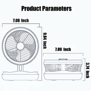 UBEFANS Table Fan, Rechargeable Battery Powered Desk Fan, 90° Multifunctional Foldable Ultra Quiet 4 Speed Lightweight, Portable Air Circulation Fan with Hook, Wall Fan for Bedroom Home Desktop