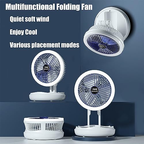 UBEFANS Table Fan, Rechargeable Battery Powered Desk Fan, 90° Multifunctional Foldable Ultra Quiet 4 Speed Lightweight, Portable Air Circulation Fan with Hook, Wall Fan for Bedroom Home Desktop