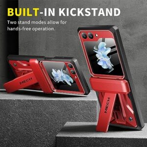 Tongate for Samsung Galaxy Z Flip 5 Case(2023), [Hinge Protection] [Bulit-in Outer Screen Protector & Hidden Kickstand] Military Grade Shockproof Phone Case with Belt-Clip for Z Flip 5 Case, Red